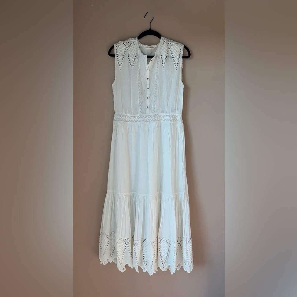 Ulla Johnson White Sleeveless Lace-Trim Maxi Dress